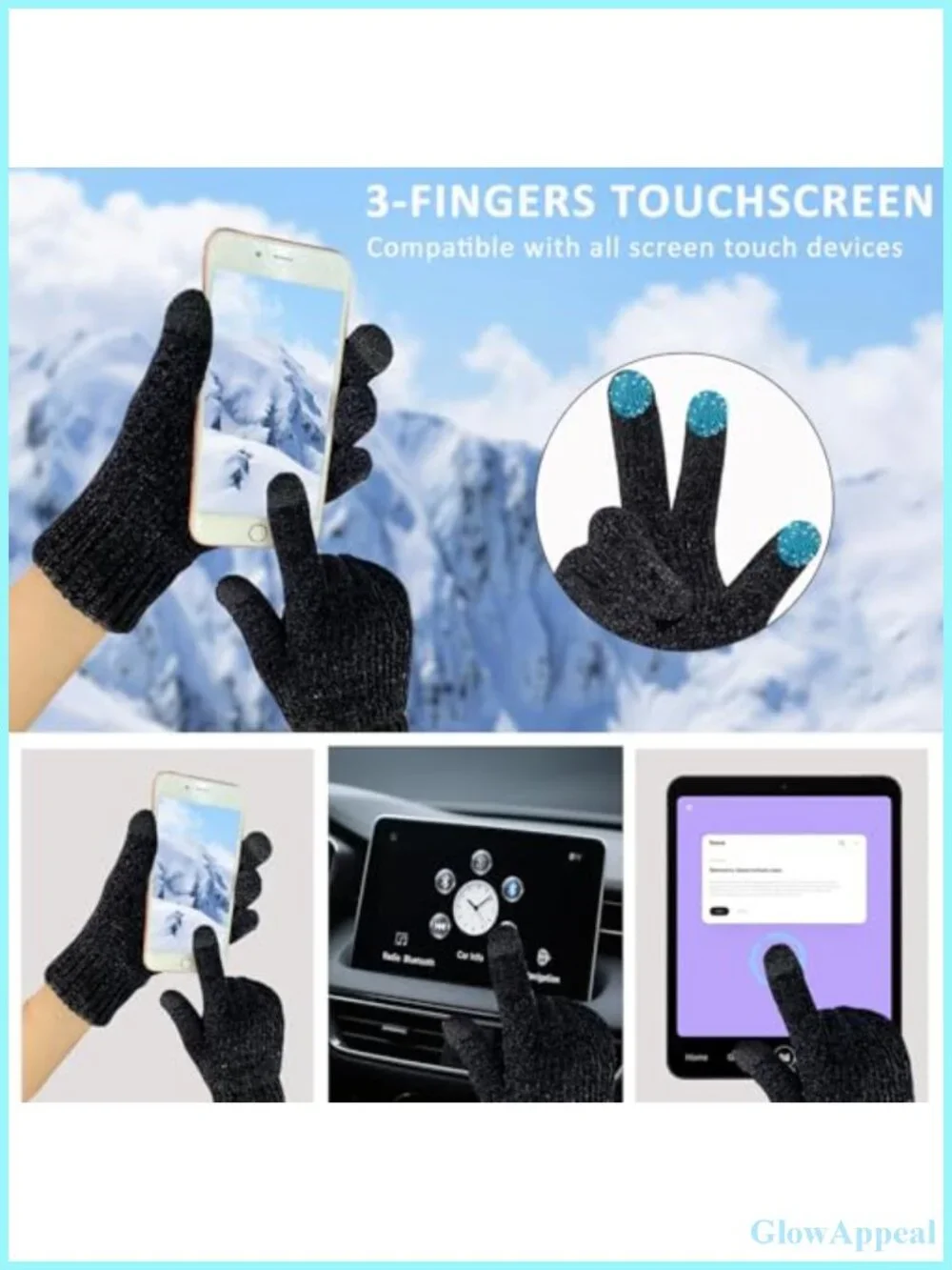 Women's Winter Gloves Chenille Touch Screen Thermal Fleece Knit Warm Elastic
